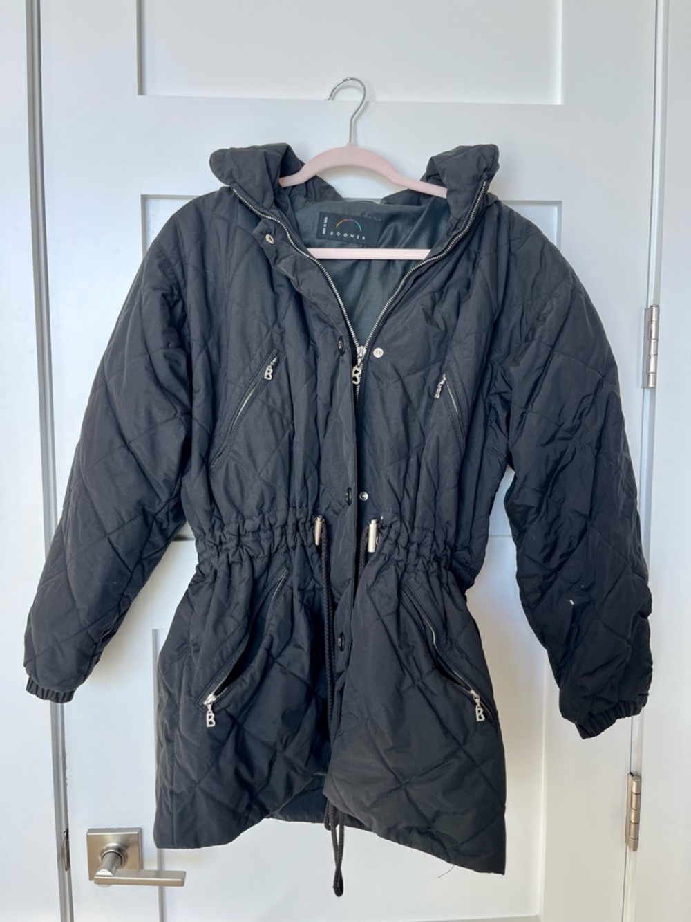 Bogner Black Quilted Hooded Puffer Jacket with Drawstring Waist